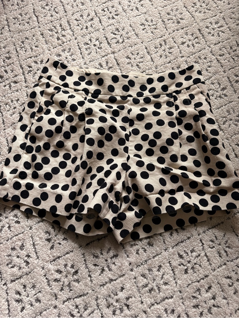 J. Crew Cream and Black Polka Dot Pleated Women’s Shorts